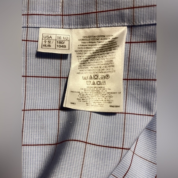 Brooks Brothers slim fit non-iron blue Casual Button Down Long Sleeves Shrt 16.5 - Picture 5 of 5